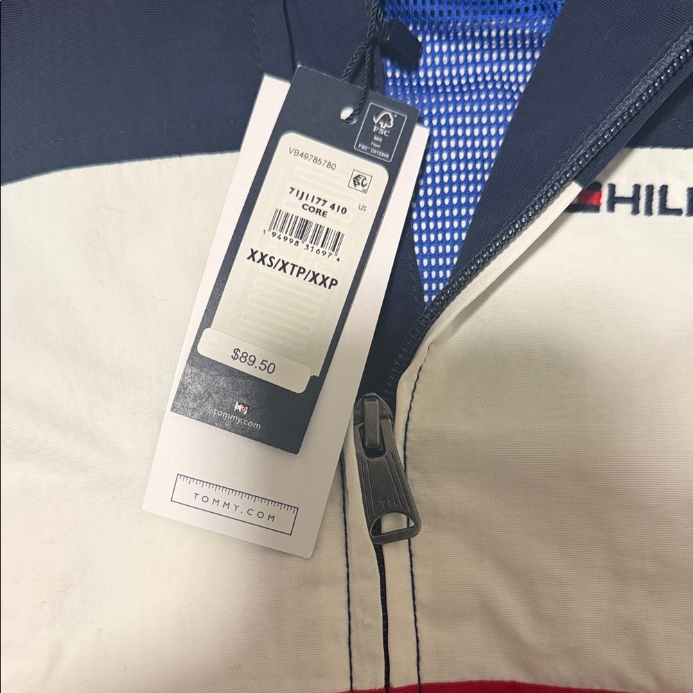 Tommy Hilfiger Navy and White Zip-Up Jacket